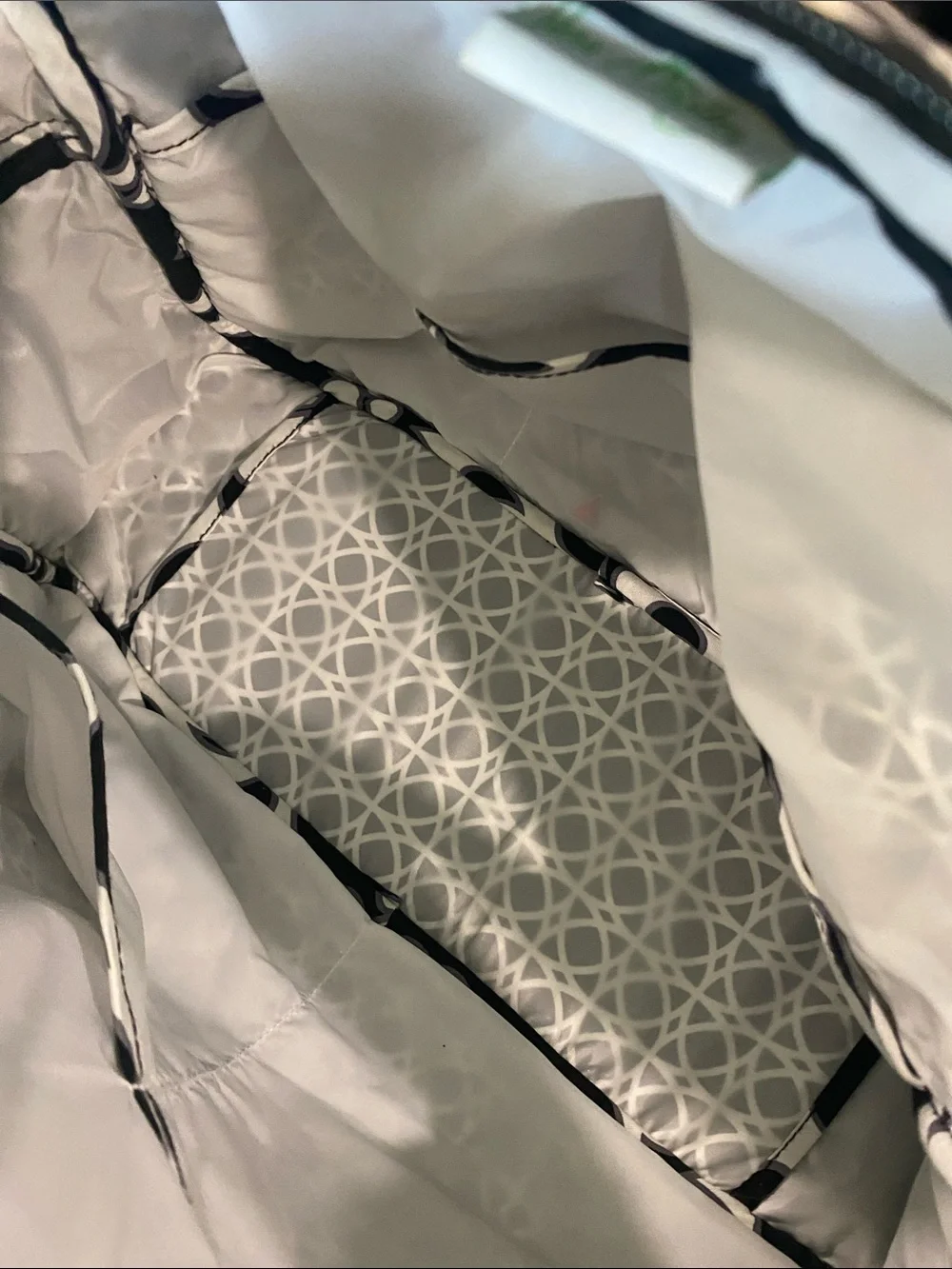 Vera Bradley Black & White Quilted Floral Tote with Pink Monogram